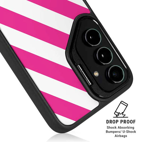 Pink and White Geometric Stripes Galaxy S24 FE Kickstand Case