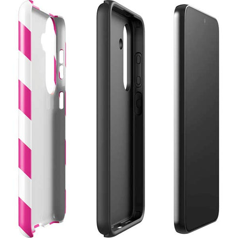Pink and White Geometric Stripes Galaxy S25 Impact Case