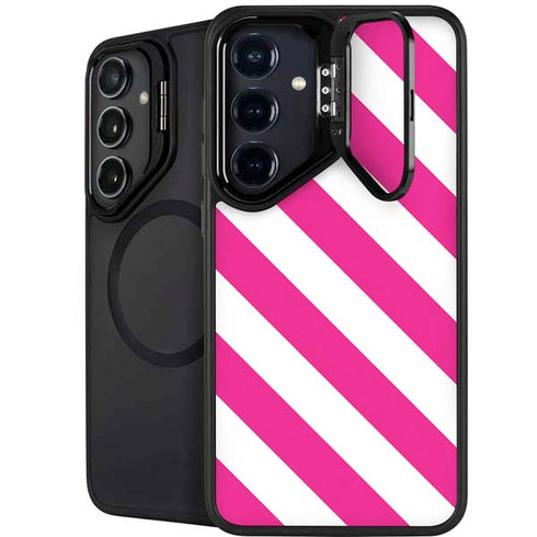 Pink and White Geometric Stripes Galaxy S24 Kickstand Case