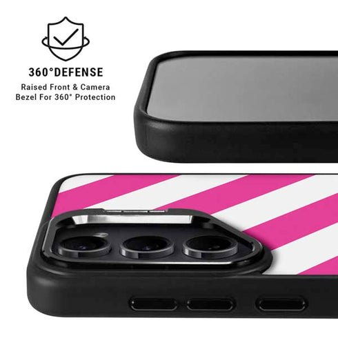 Pink and White Geometric Stripes Galaxy S25 Plus Kickstand Case