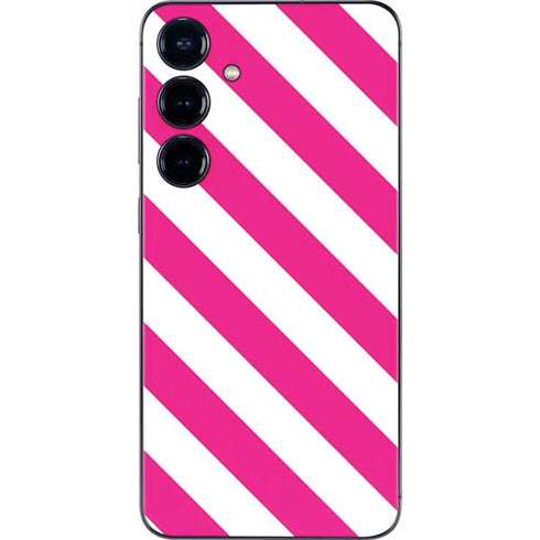 Pink and White Geometric Stripes Galaxy S25 Plus Skin