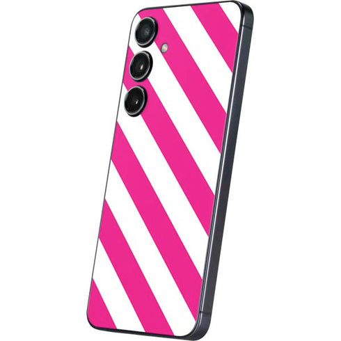 Pink and White Geometric Stripes Galaxy S24 Plus Skin