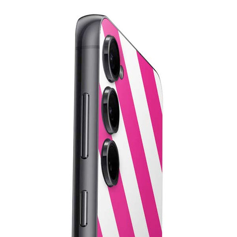 Pink and White Geometric Stripes Galaxy S24 Skin