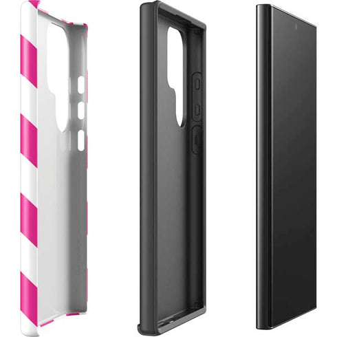 Pink and White Geometric Stripes Galaxy S25 Ultra Impact Case