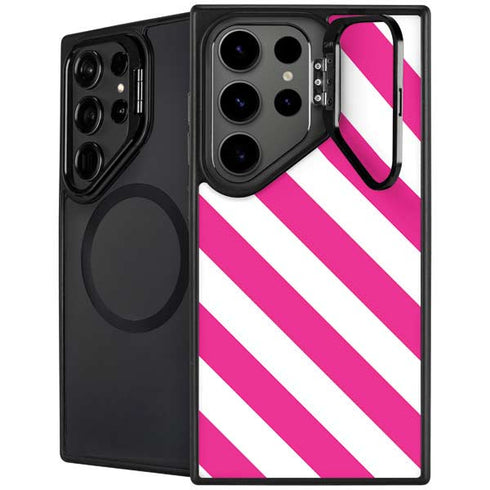 Pink and White Geometric Stripes Galaxy Cases