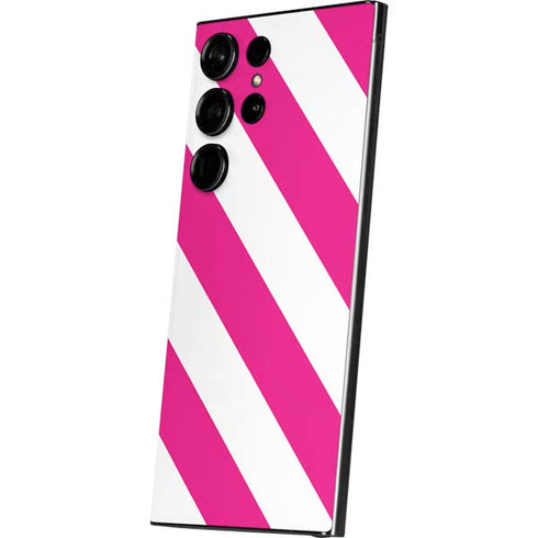 Pink and White Geometric Stripes Galaxy S25 Ultra Skin