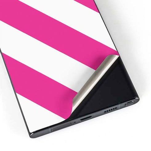 Pink and White Geometric Stripes Galaxy S25 Ultra Skin