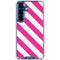 Pink and White Geometric Stripes Galaxy S25 Plus Clear Case