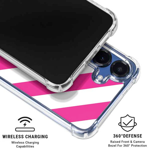 Pink and White Geometric Stripes Galaxy S25 Plus Clear Case