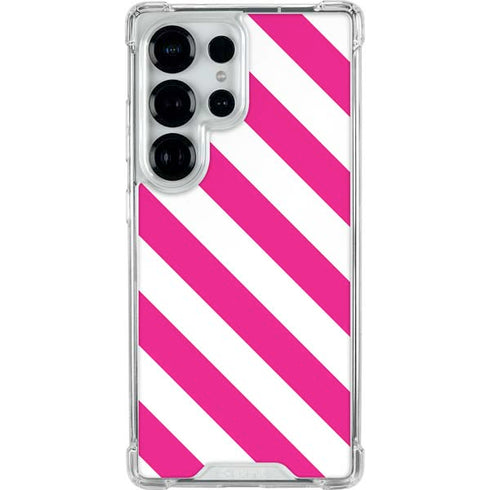 Pink and White Geometric Stripes Galaxy S25 Ultra Clear Case