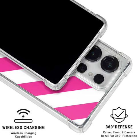 Pink and White Geometric Stripes Galaxy S25 Ultra Clear Case