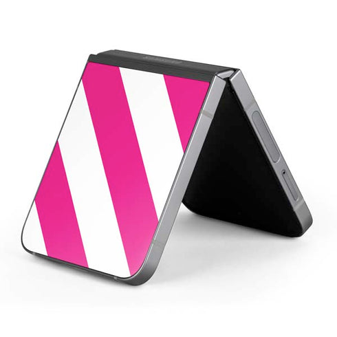 Pink and White Geometric Stripes Galaxy Z Flip6 Skin
