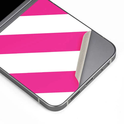 Pink and White Geometric Stripes Galaxy Z Flip6 Skin