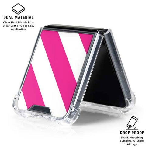 Pink and White Geometric Stripes Galaxy Z Flip6 Clear Case
