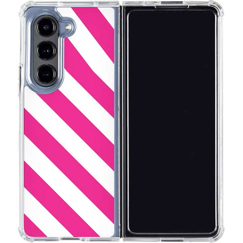 Pink and White Geometric Stripes Galaxy Z Fold5 5G Clear Case