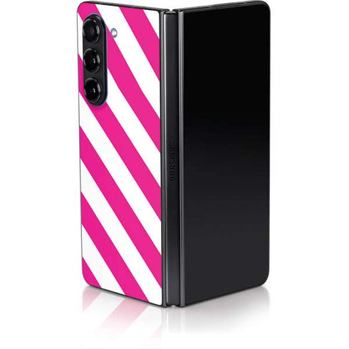 Pink and White Geometric Stripes Galaxy Z Fold5 5G Skin