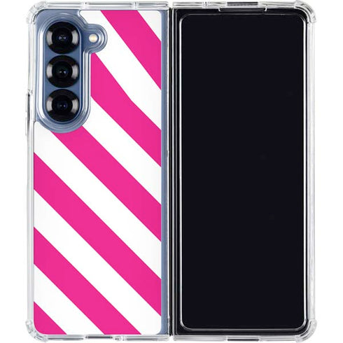 Pink and White Geometric Stripes Galaxy Z Fold6 Clear Case