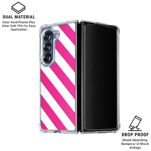 Pink and White Geometric Stripes Galaxy Z Fold6 Clear Case