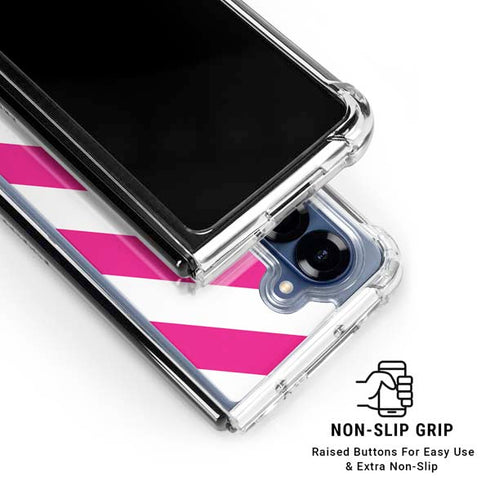 Pink and White Geometric Stripes Galaxy Z Fold6 Clear Case