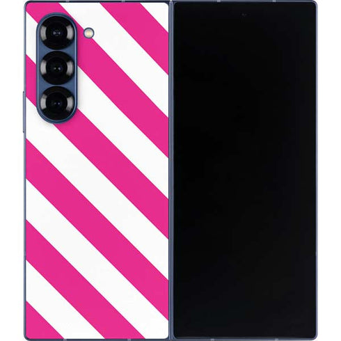 Pink and White Geometric Stripes Galaxy Z Fold6 Skin