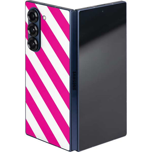 Pink and White Geometric Stripes Galaxy Z Fold6 Skin