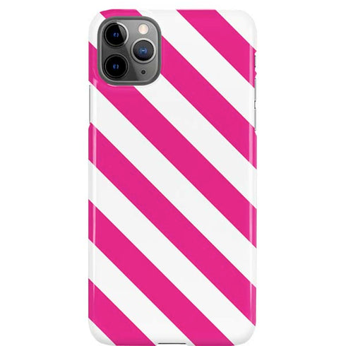 Pink and White Geometric Stripes iPhone Cases