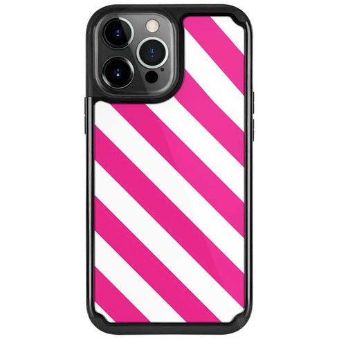 Pink and White Geometric Stripes iPhone Cases