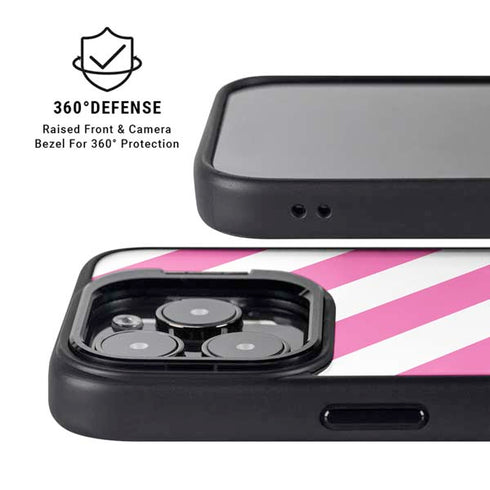 Pink and White Geometric Stripes iPhone 13 Pro Kickstand Case
