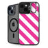 Pink and White Geometric Stripes iPhone 14 Kickstand Case