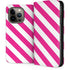 Pink and White Geometric Stripes iPhone 14 Pro Folio Case