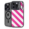 Pink and White Geometric Stripes iPhone 14 Pro Kickstand Case
