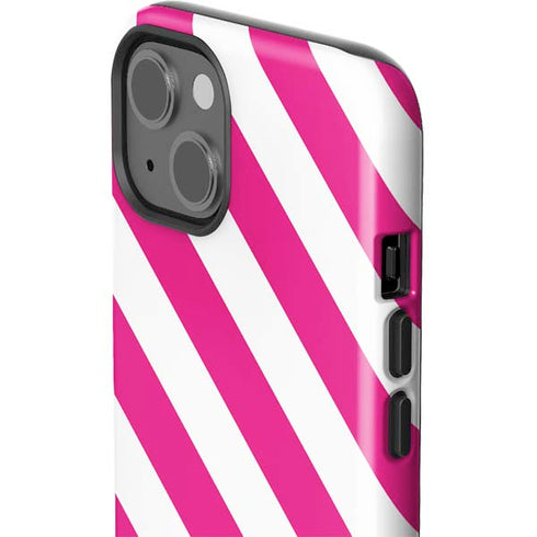 Pink and White Geometric Stripes iPhone 15 Impact Case
