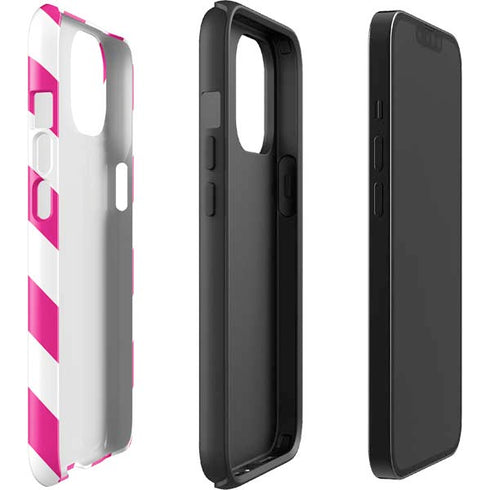 Pink and White Geometric Stripes iPhone 15 Impact Case