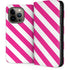 Pink and White Geometric Stripes iPhone 15 Pro Folio Case