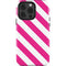 Pink and White Geometric Stripes iPhone 15 Pro Impact Case