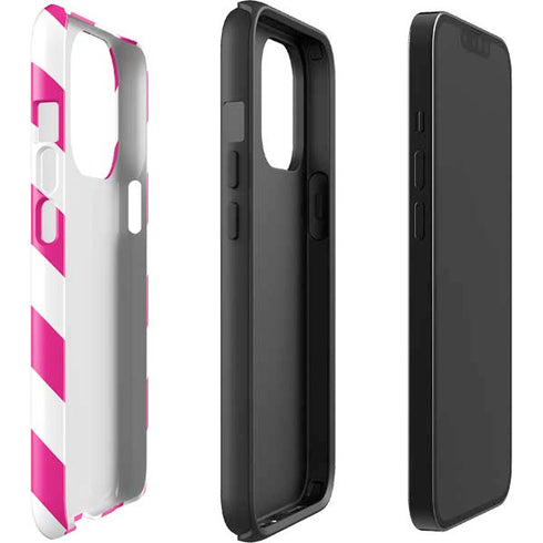 Pink and White Geometric Stripes iPhone 15 Pro Impact Case