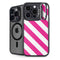 Pink and White Geometric Stripes iPhone 15 Pro Kickstand Case