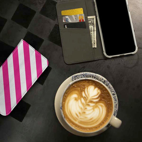 Pink and White Geometric Stripes iPhone 15 Pro Max Folio Case