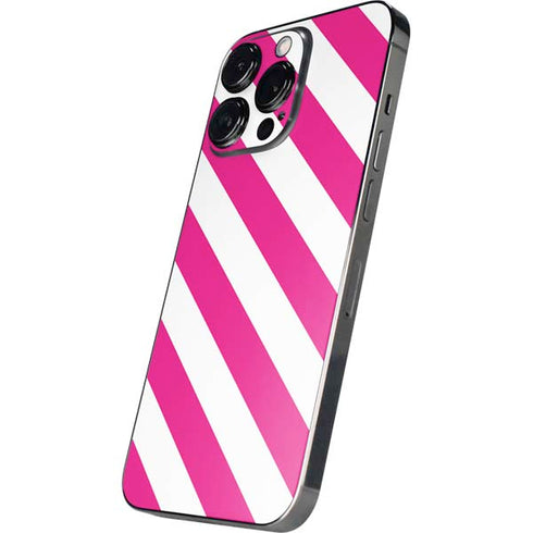 Pink and White Geometric Stripes iPhone 15 Pro Max Skin
