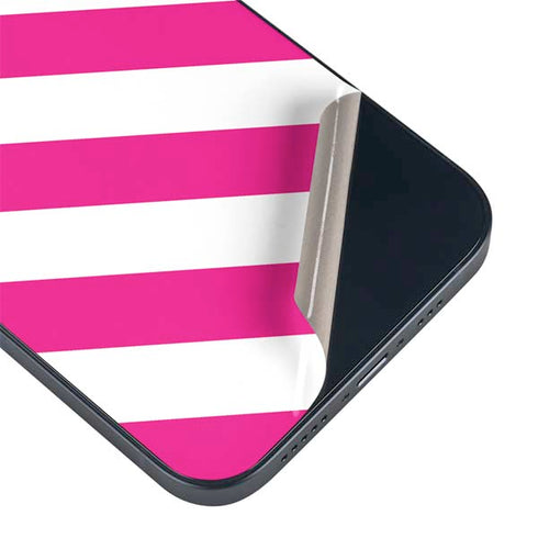 Pink and White Geometric Stripes iPhone 15 Skin