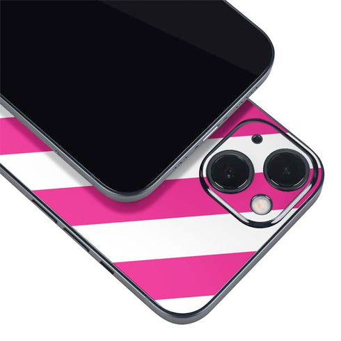 Pink and White Geometric Stripes iPhone 15 Skin