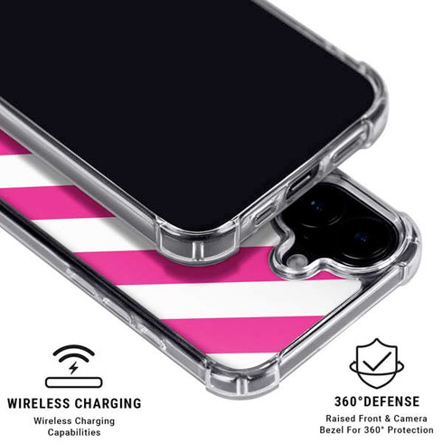 Pink and White Geometric Stripes iPhone 16 MagSafe Case