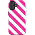 Pink and White Geometric Stripes iPhone 16 Plus Magsafe Impact Case