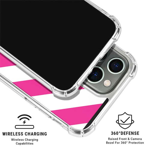 Pink and White Geometric Stripes iPhone 16 Pro Clear Case