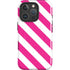 Pink and White Geometric Stripes iPhone 16 Pro Magsafe Impact Case