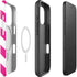Pink and White Geometric Stripes iPhone 16 Pro Magsafe Impact Case