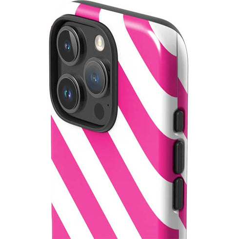 Pink and White Geometric Stripes iPhone 16 Pro Max Impact Case