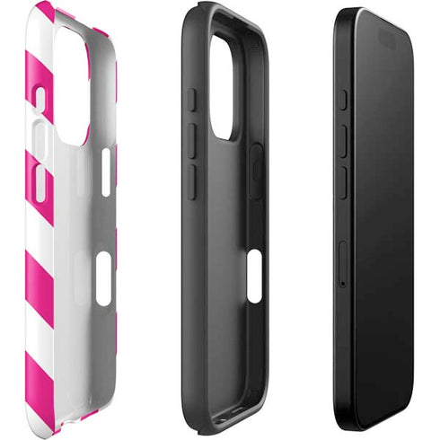 Pink and White Geometric Stripes iPhone 16 Pro Max Impact Case