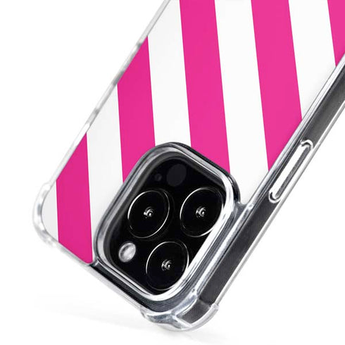 Pink and White Geometric Stripes iPhone 16 Pro Max MagSafe Case