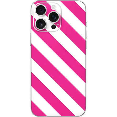Pink and White Geometric Stripes iPhone 16 Pro Max Skin